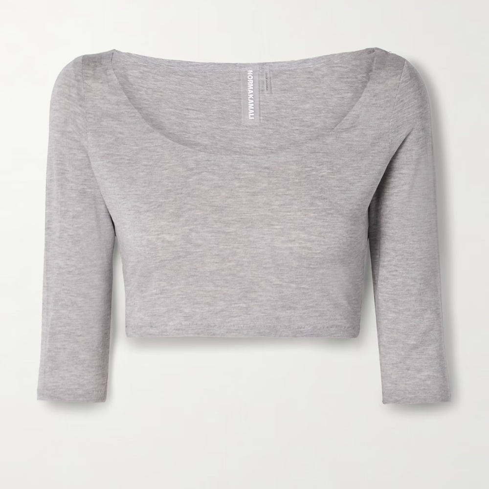 Norma Kamali Cropped Stretch Jersey Top Large